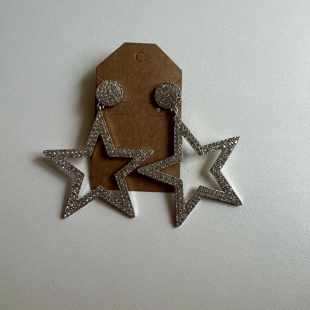 Silver Star Dangle Earrings